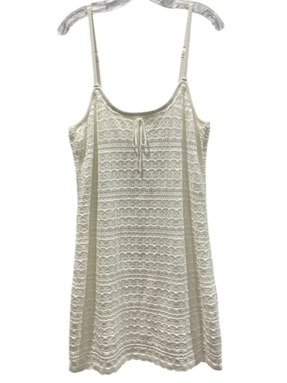 Hollister Crochet Knit Mini Dress XL Off White Cotton Soft Girl Coquette Beachy